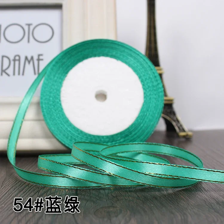 25-Yard Roll of 6mm Gold-Edged Satin Ribbon for Gift Wrapping and Decorative Crafts