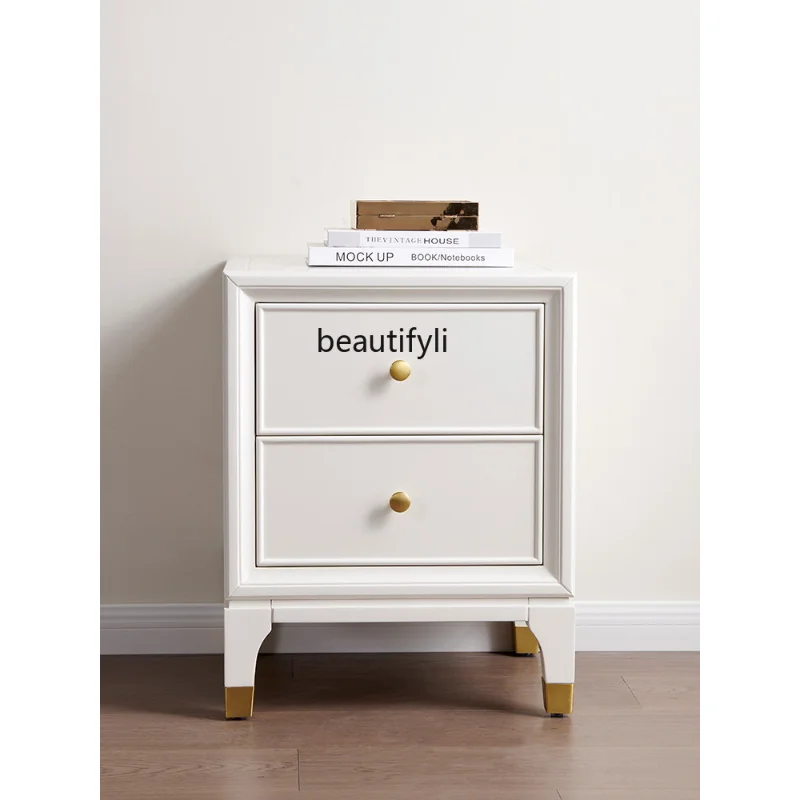 

Solid Wood Bedside Cabinet White Simple Modern Household Small Bedside Cabinet