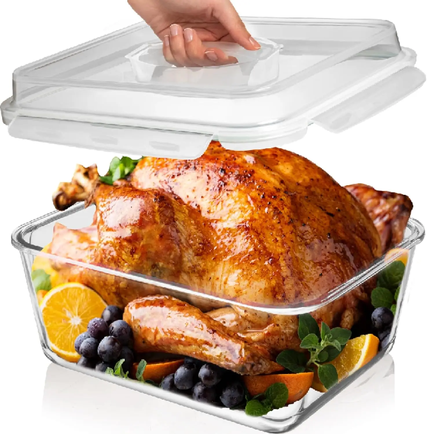 

Glass Food Storage Container with Airtight Locking Lid. Ideal Storing food, Vegetables, Fruits