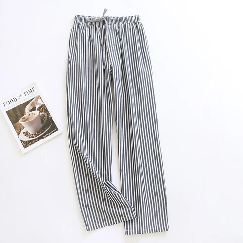 New 100% Cotton Combed Cotton Pajama Pants Men Pocket Plaid Simple and Loose Thin Casual Home Pants Lounge Sleep Bottoms buffalo plaid pajama pants Men's Sleep & Lounge