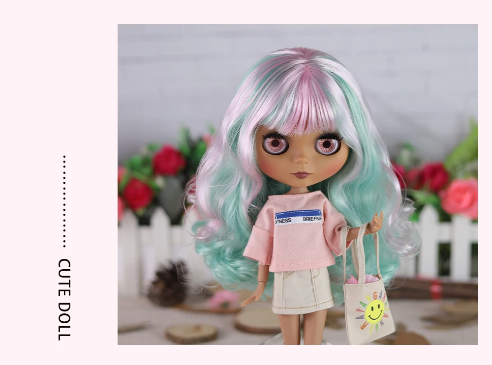 Felicity – Premium Custom Neo Blythe Doll with Multi-Color Hair, Dark Skin & Matte Cute Face 7