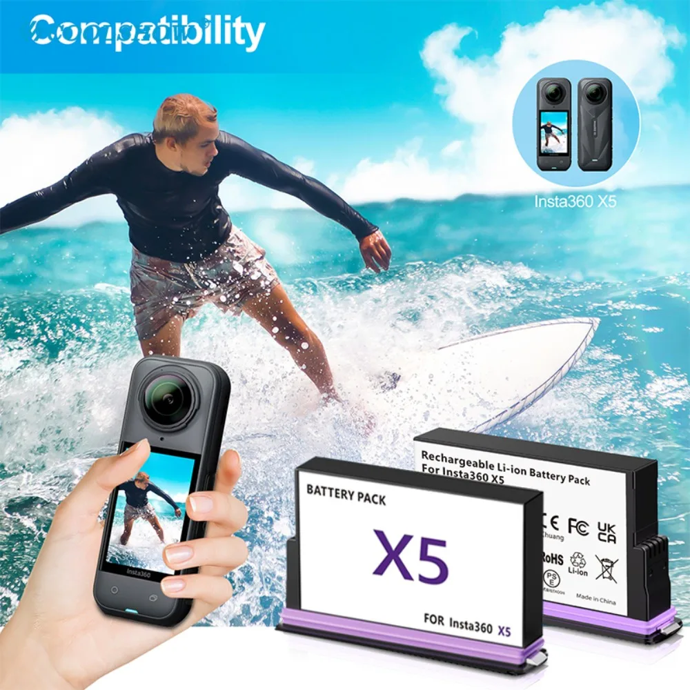 Caméra Action 360° avec Chargeur et Batteries - Lot Multiple