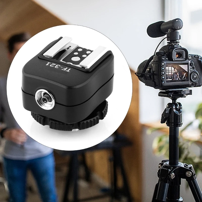 Flashing Hot Shoe TF321 Flashing Hot Shoe Sync Adapter with PC Sync Port Dedicated for DSLR Mount Camera Accessorie