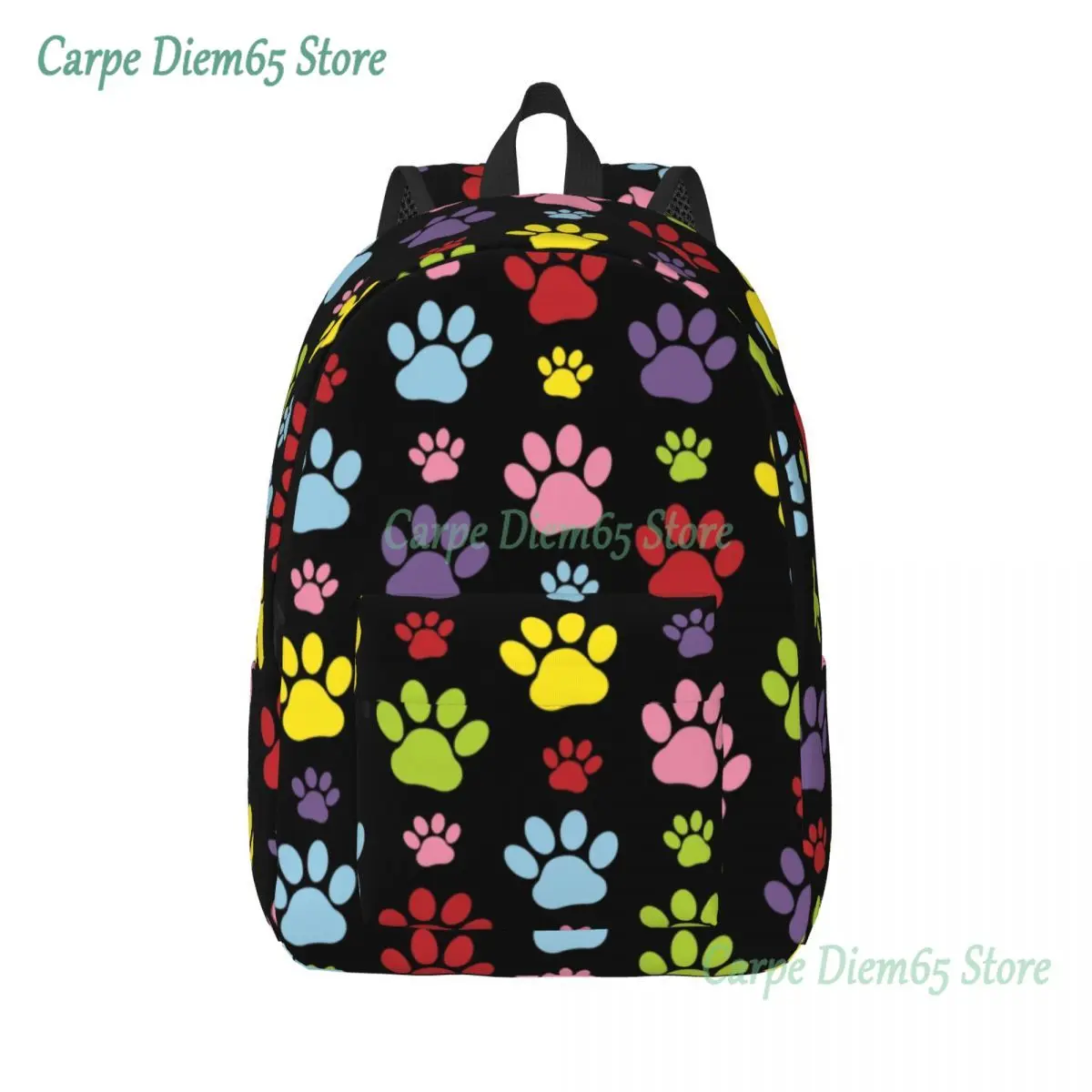 

Colorful Paws Pattern Canvas Backpack for Women Men College School Students Bookbag Fits 15 Inch Laptop Dog Paw Prints Pet Bags