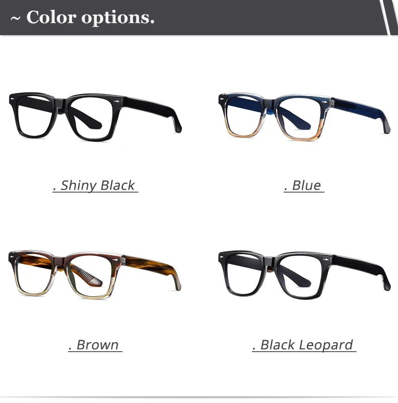 Ralferty Vintage Acetat-Brillengestell für Herren und Damen, quadratisch, Anti-Blau-Brille, keine Qualität, verschreibungspflichtiger optischer Rahmen, Null-Brillen 2025 – Detail 7