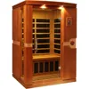 2 Person Low EMF 6 Heating Panel Infrared Therapy Wood Dry Heat Sauna with MP3 Aux Connection for Home Spa Days 6