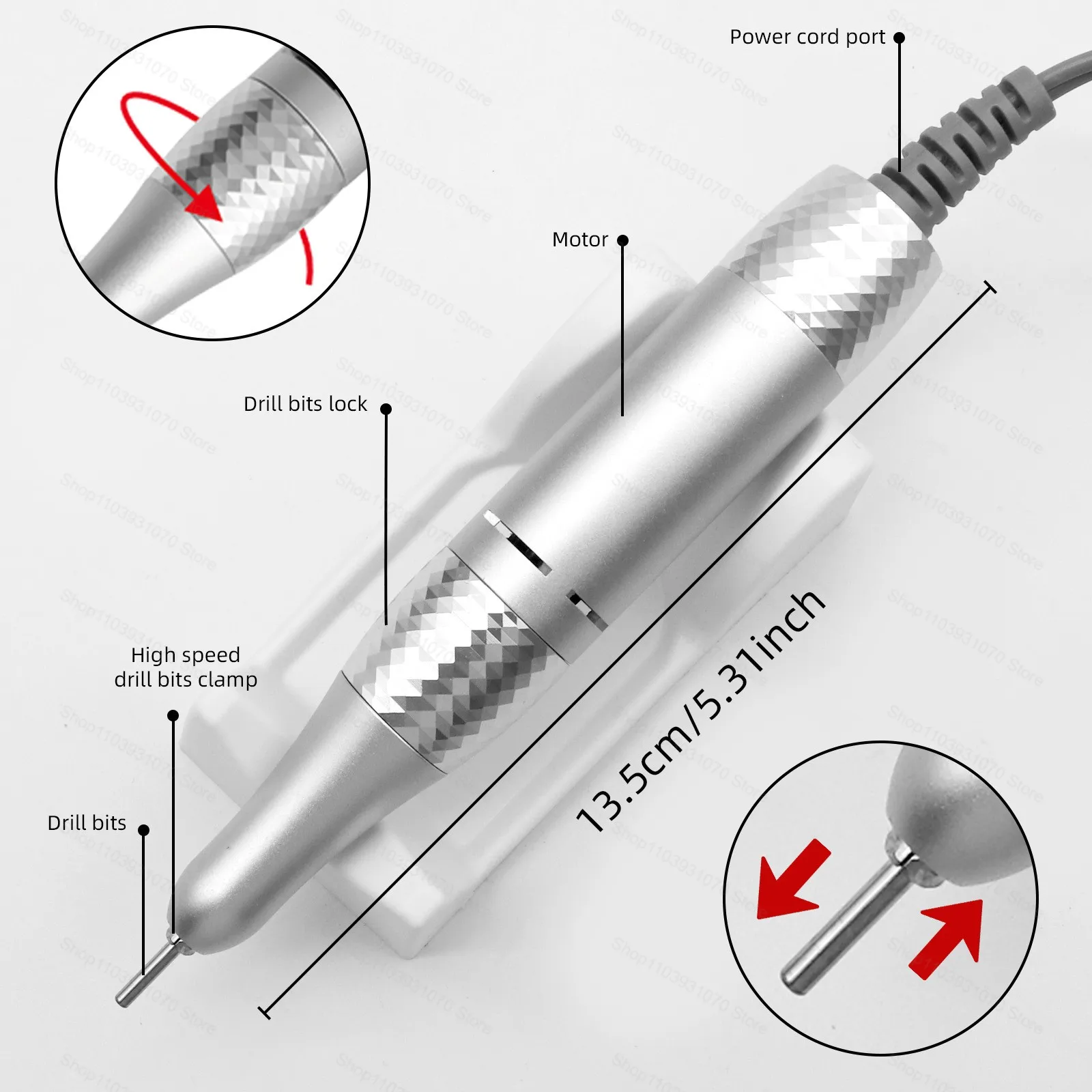전문가용 35000RPM 전기 휴대용 네일 드릴 머신 LED 디스플레이 충전식 저소음 네일 파일 매니큐어 살롱 도구
