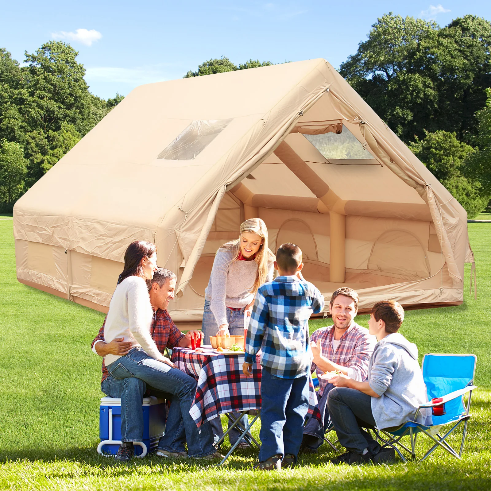Inflatable House with Skylight Air Glamping Tents Easy Setup Inflatable Camping Tent for Camping