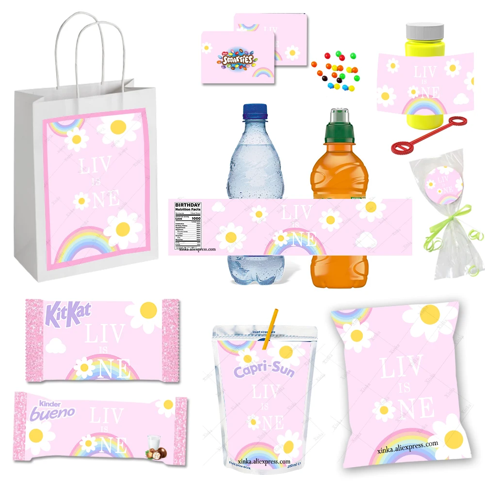Custom Daisy Flower Caprisun Sticker Gift Bag Juice Labels Potato Chips