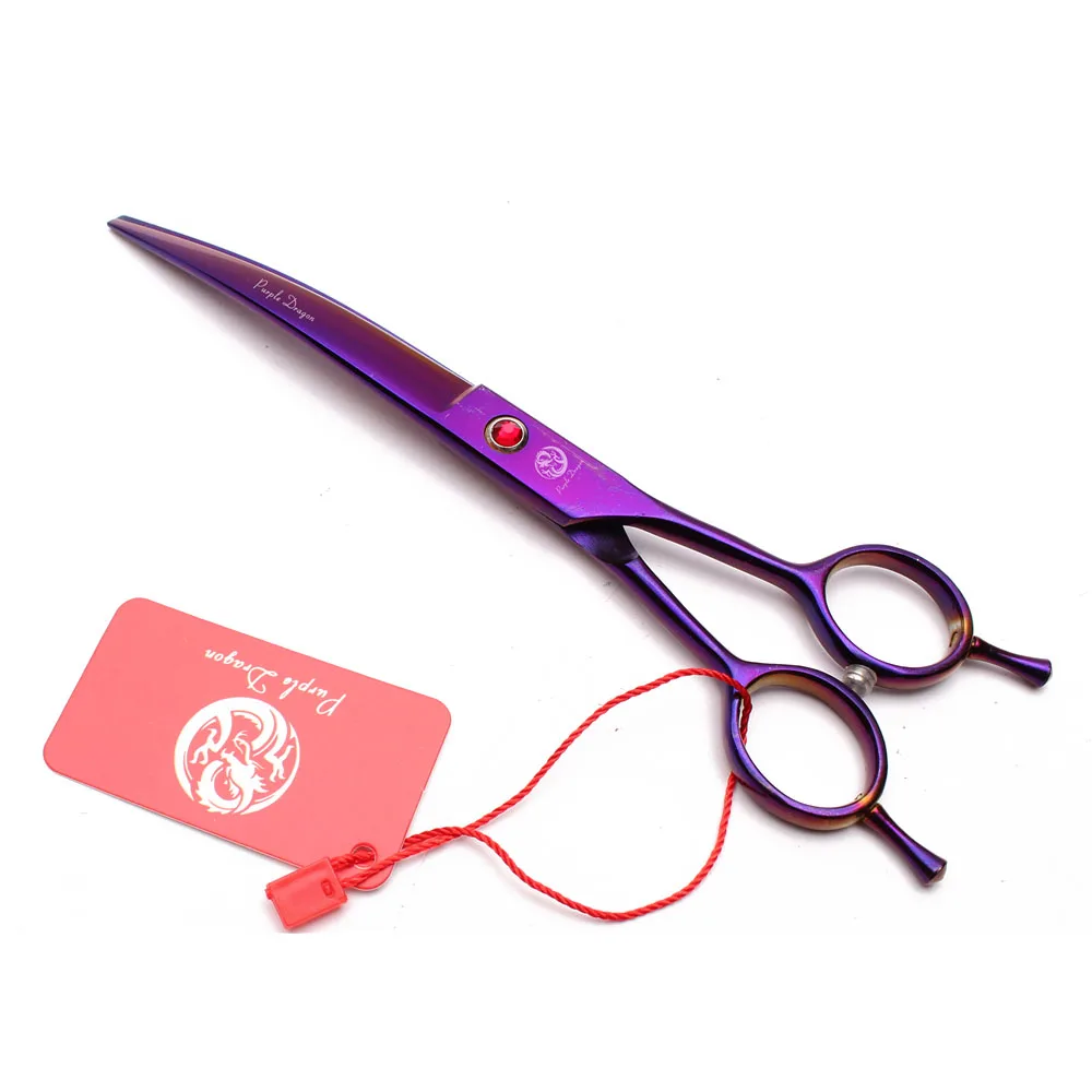 Curved Scissors Purple Dragon Japan Stainless Blue 8" Pet Grooming Scissors Professional Dog Shears Dog Beauty Z3005A dog grooming scissors