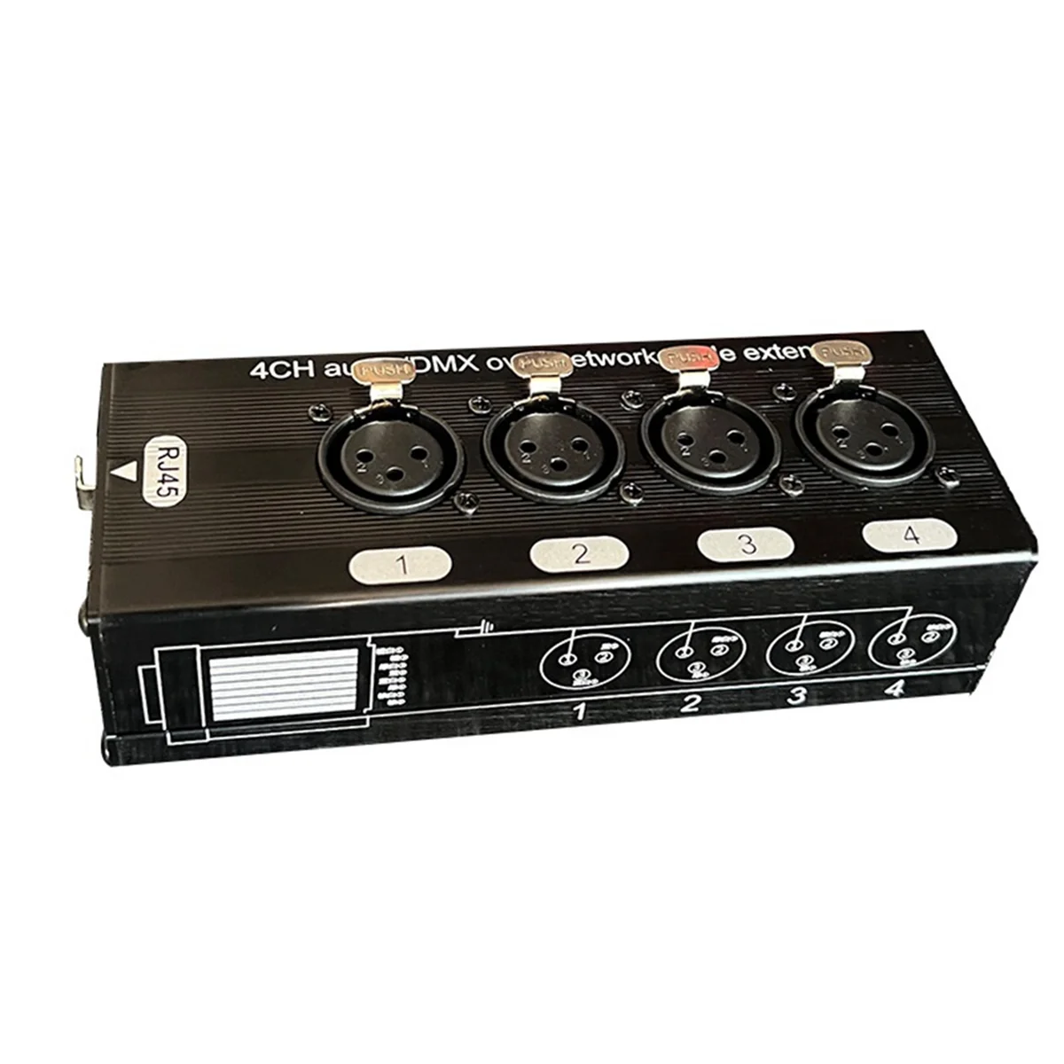 1Pc 4-Channel 3-Pin XLR Audio and DMX over Network Cable Extender, DMX512 Network Signal Extender, Female dmx signal extender
