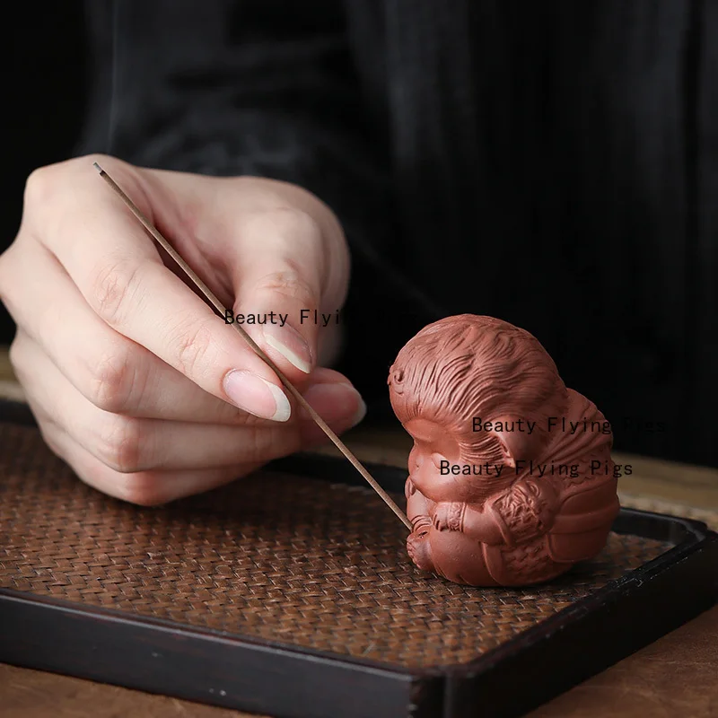 Purple Clay Little Spirit Monkey Zen Tea Pet Creative Handmade Sun Wukong Fragrance Insertion Feng Shui Ornament