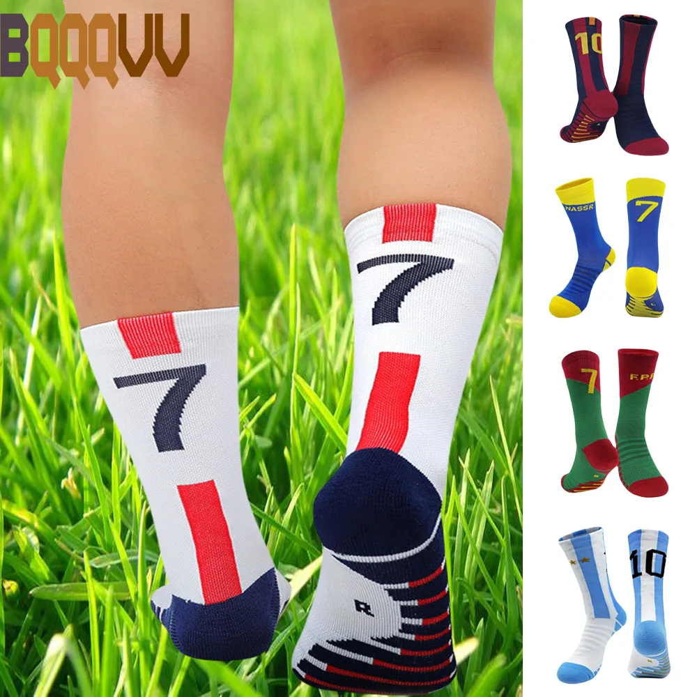 

1 Pair players 7 11 30 10 number Soccer Basketball training Sports Socks Non-slip Durable Skateboard Running Athletic Socks