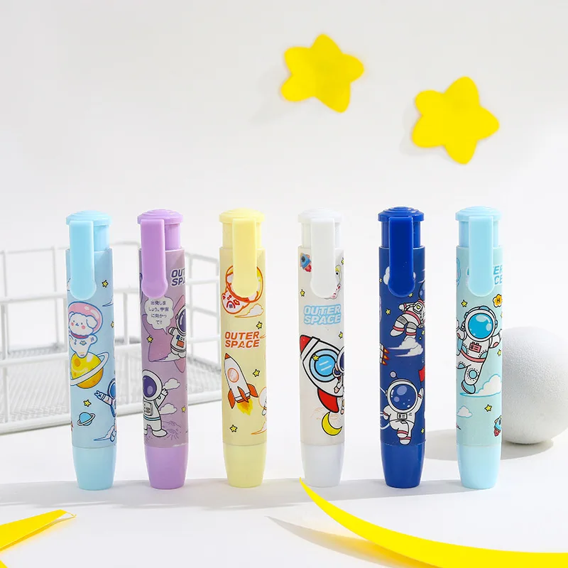 Kawaii Space Travel Astronaut Press Type Soft Rubber Eraser for Students School Office Supplies Cool Prizes Stationery