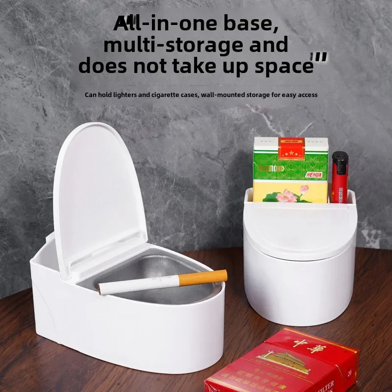 Creative Toilet Ashtray Home Bathroom Storage Cigarette Case With Lid Wall-mounted Plastic Ashtray Suitable For Home Office Use
