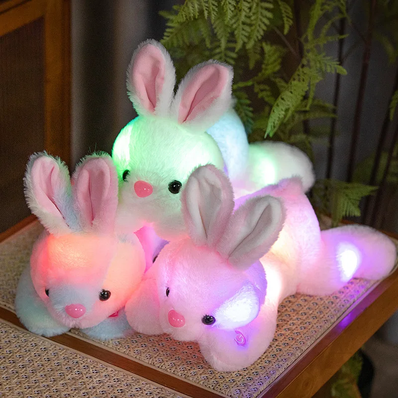

25/35CM Colorful Glowing Luminous Rabbit Plush Toys Stuffed Lighting Rabbit Lovely Cartoon Toy Christmas Gifts for Kids Baby