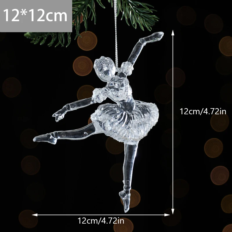 

Home Decor Elk Angel Snowflake Pendant Acrylic Transparent Pendant Christmas Tree Hanging Decor Christmas Ornaments Kids Gifts