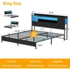 King Bed Frame with Headboard, King Size Metal Platform Bed Frame with Reversible Storage Bookcase Headboard,Noise Free, Black 2