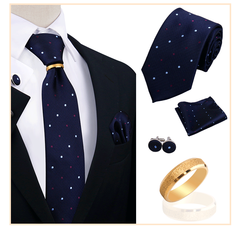 Männer Krawatten mit Ring Brosche Pin Set Marke Designer Paisley Plaid Krawatte Taschentuch Manschettenknöpfe Hochzeit Party Geschenk Männer Zubehör – Detail 32