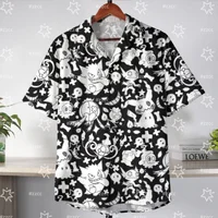 Pokémon T-shirt Hawaiana Nera con Stampa Pokemon tipo Fantasma 1