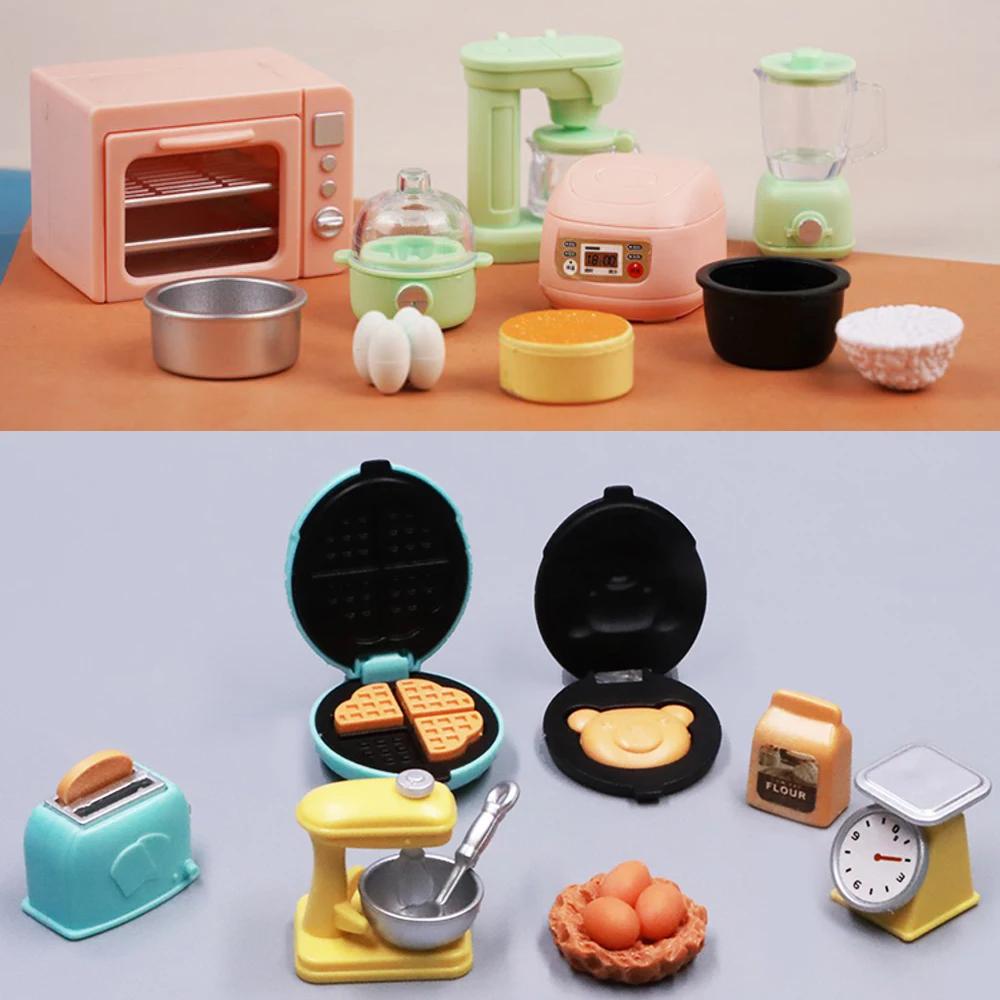 Cooking Set 1:12 Rice Cooker Kitchen Furniture Model Pretend Game Dollhouse Miniature Scene Cake Toy Children Birthday Gift 1