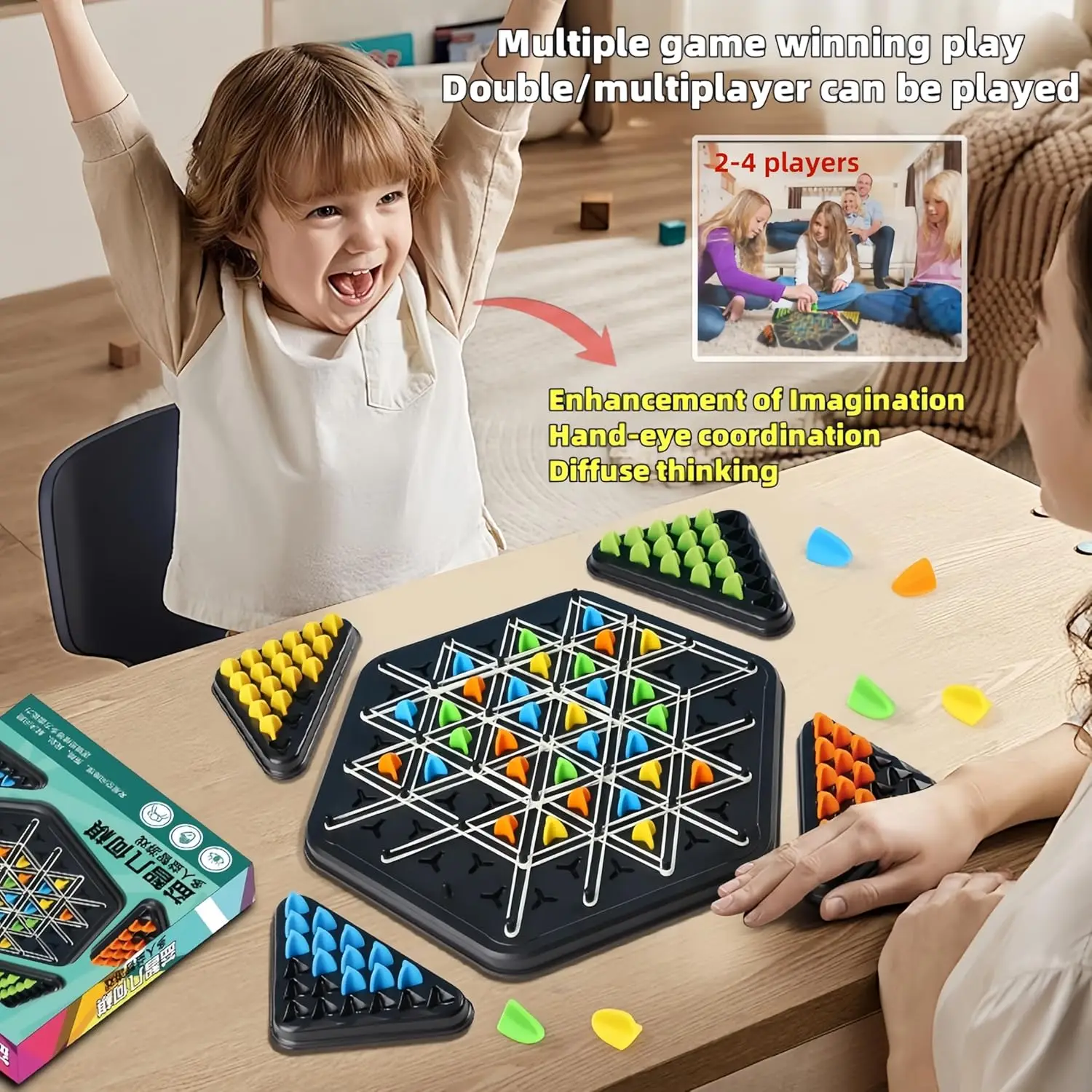 Chain Triangle Board Game Toy Educational Board Game for Boys & Girls Ages 8-12 Perfect for Family Nights Parties & Gifts