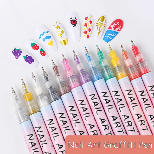 1 Pc Nail Art Graffiti Pen Black Gold Color UV Gel Polish Design Dot  Painting Drawing Pen Liner Brush Nail DIY Flower Tools - AliExpress