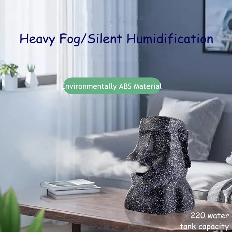 USB Rechargeable Easter Island Moai Humidifier Timing Aroma Diffuser Mist Maker Home Office Hanging Sprayer