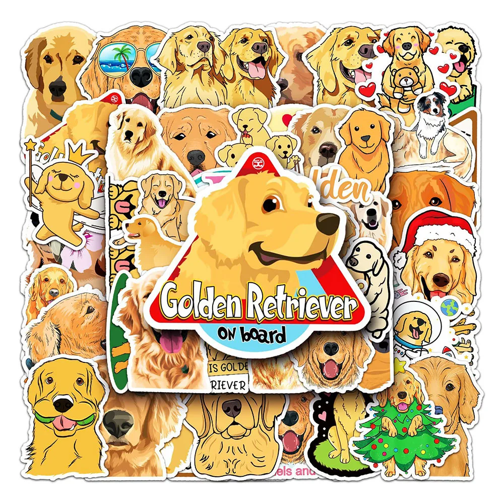 

10/30/50PCS Cute Golden Retriever Stickers Decals for Laptop Luggage Motorcycle Car Funny Animals Graffiti Sticker for Kids Toy