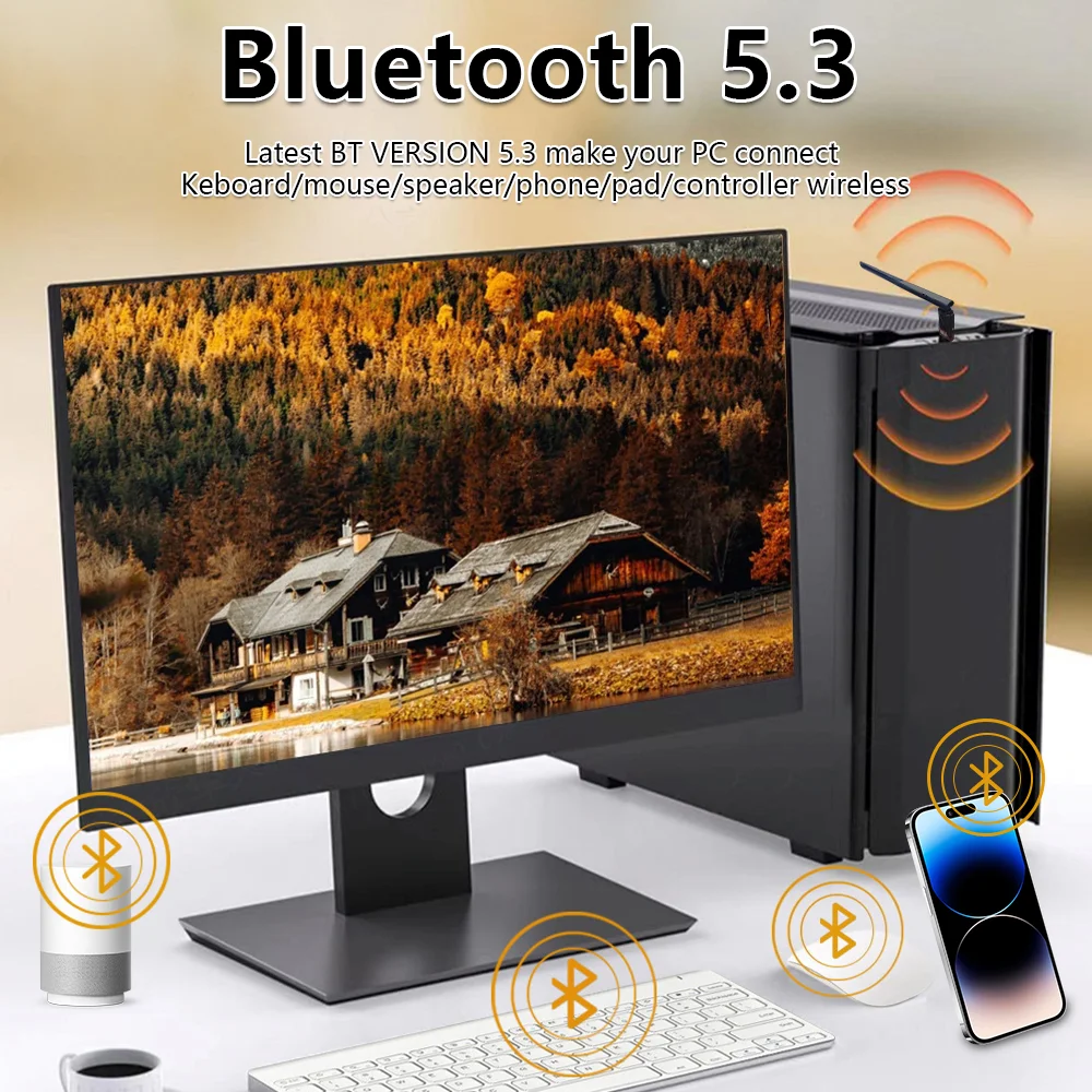 Openfocus-adaptador Wifi para pc Dongle sem Fio Bluetooth 5.3 ax em 900mbps Bluetooth 2.4g 5g 5dbi Dongle Usb - Imagem 3