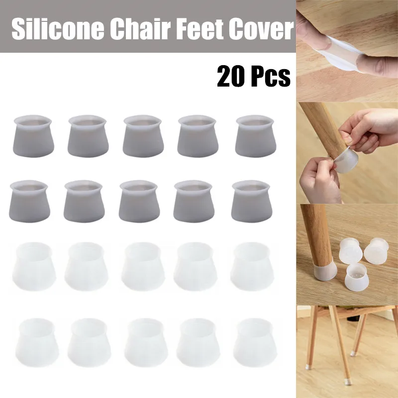 20pcs Round Silicone Table Chair Feet Cover Floor Protector Furniture Feet Antiscratch