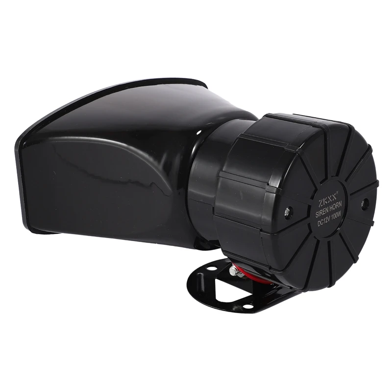 ZKXX 12V 100W 7 Sound Tones Loud Car Warning Alarm Police Fire Siren Horn Speaker With Brown Wireless Remote Controller