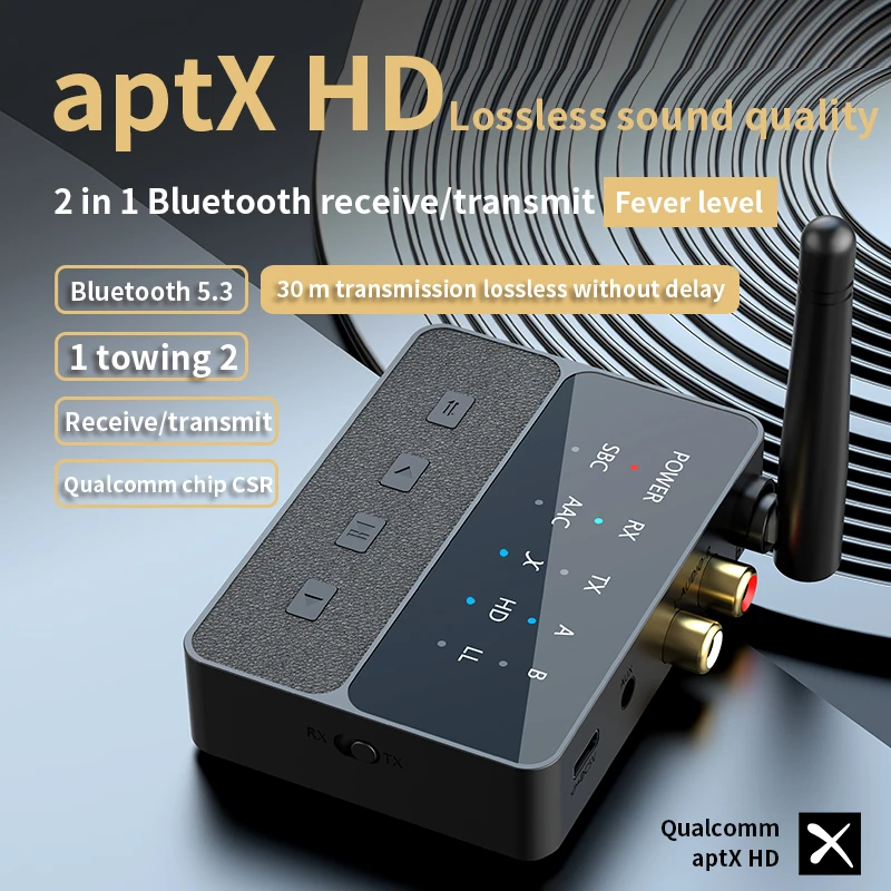 Bluetooth 5.3 aptX/HD/LL Audio Adapter 3.5mm AUX R/L Wireless Stereo Receiver Transmitter VAORLO Connect two Bluetooth devices