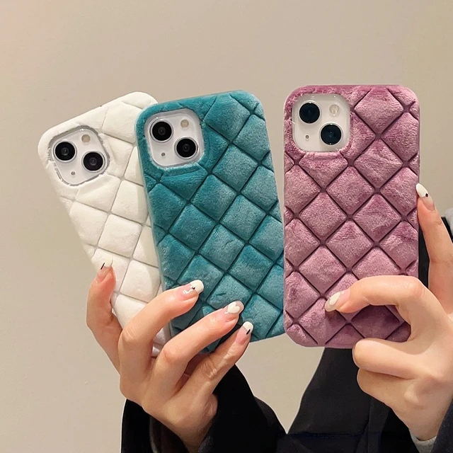 Luxury Solid Plaid Plush Phone Case for iPhone 14 Pro Max Plus 13 12 11 Pro  Max Shockproof Warm Fur Soft Silicone Back Cover - AliExpress