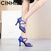 CINMIDY Blue Latin Dance Shoes Women Ballroom Party Shoes Soft Bottom Salsa Performance Shoes For Dancing Women's Sandals Green 6