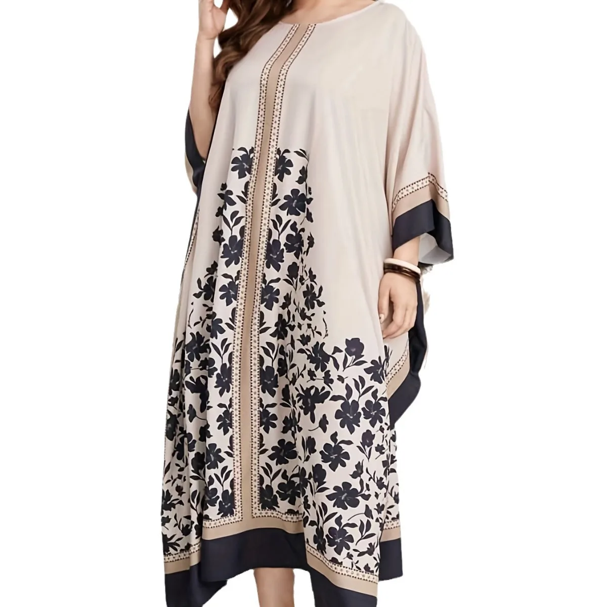 Abaya For Women Muslim Dubai For Ramadan Gurban Women's Printed Bat Sleep Robe Long Dress Loose Fashion Women Clothing