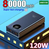 80000mAh Power Bank 120W Super Fast Charging Ultralarge Capacity For Mobile Power External Battery For iphone Spare Battery New 1