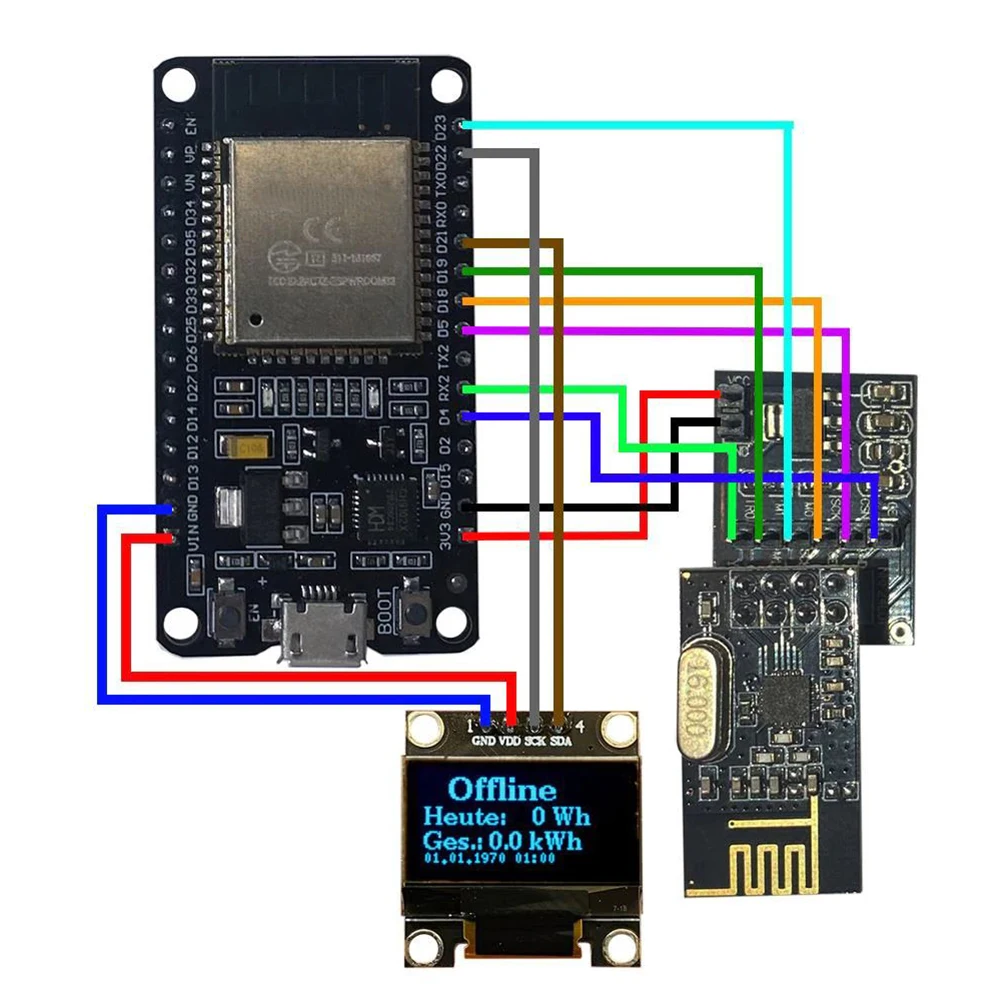 Opendtu Per Kit Fai Da Te Hoymiles, Cavo Esp32 + Nrf24L01 +, Monitoraggio Delle Prestazioni Fotovoltaiche Senza Sforzo, Design Compatto, Plug And Play