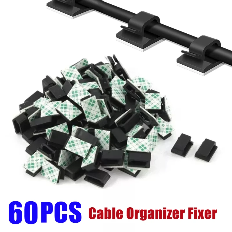 

60/20/1PCS USB Cable Management Clamp Organizer Clips Wire Winder Holder Earphone Mouse Cord Clip Cable Protector Wire Manager