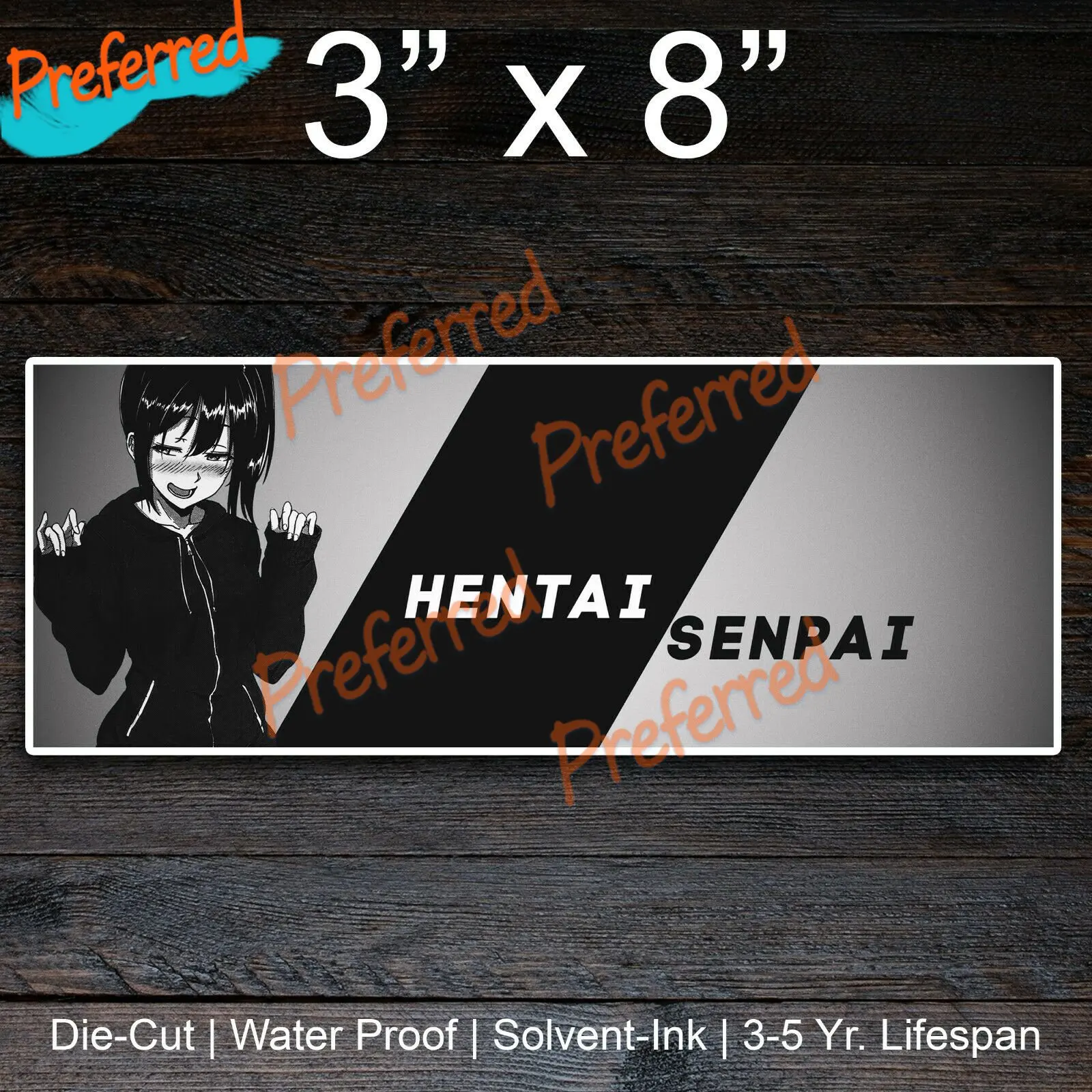 

Hentai Senpai, черная, белая, серая Автомобильная наклейка Slap, Высококачественная Наклейка на окно автомобиля, бампер, мотоциклетный шлем, задний багажник