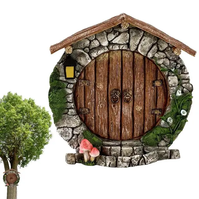 Fa Miniatűr Tündér Gnóm Ablak Ajtó Otthon Kreatív Otthoni Gyermekek Játékok Kerti Dekoráció