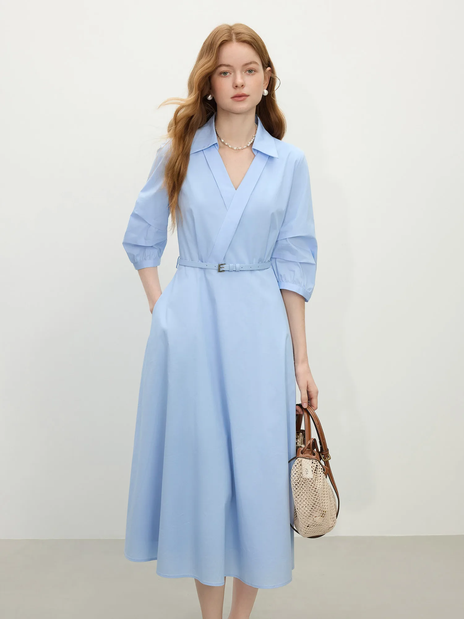 FSLE Autumn Women Wedding Guest Dress Spring Long Sleeves Dress  Three-quarter Sleeve Cotton Elegant 2025 Slim Waist Dress - AliExpress  200000345