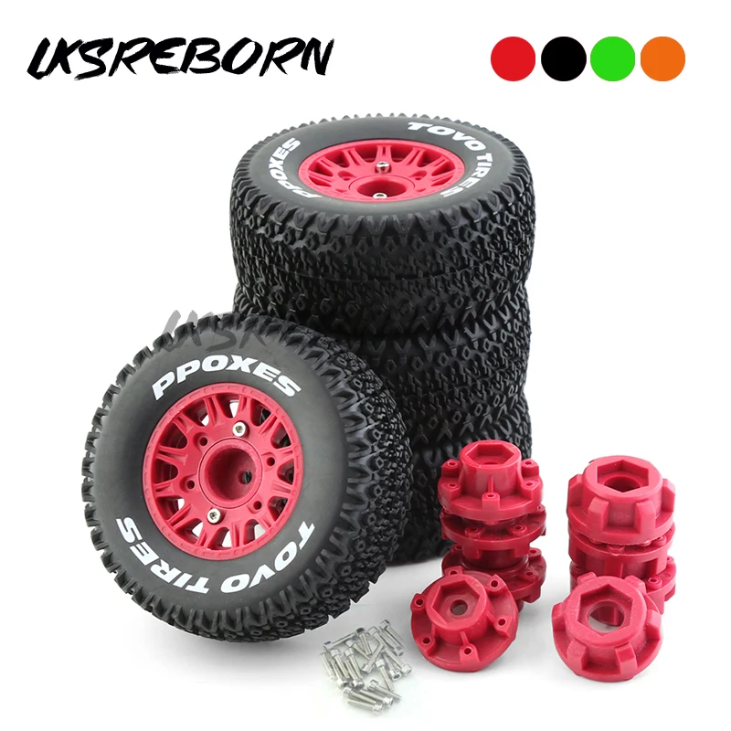 

4Pcs 112mm 1/8 1/10 Short Course Truck Tire with 12mm 14mm 17mm Wheel Hex for Slash ARRMA SENTON Vkar SCTX10 HPI RC Car