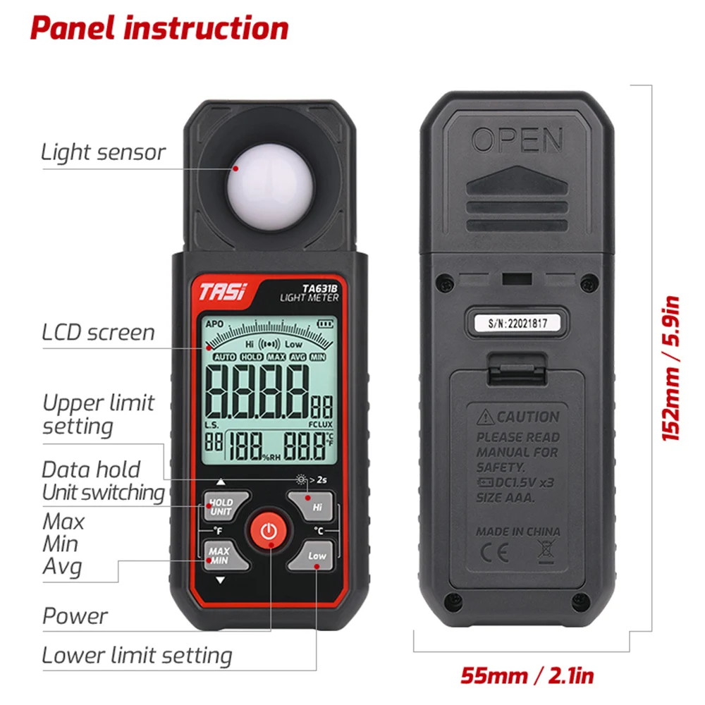 TA631A TA631B Digital Light Meter Illuminometer 300000