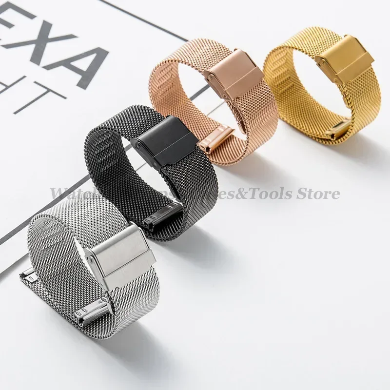 Ultra-Thin Stainless Steel Milanese Mesh Watchband Bracelet - High-Quality Universal Fit