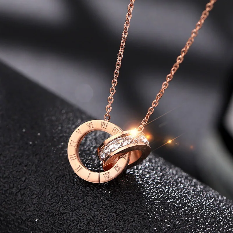luxuryqualityStainlesssteelNecklaceforWomenRomanNumeral