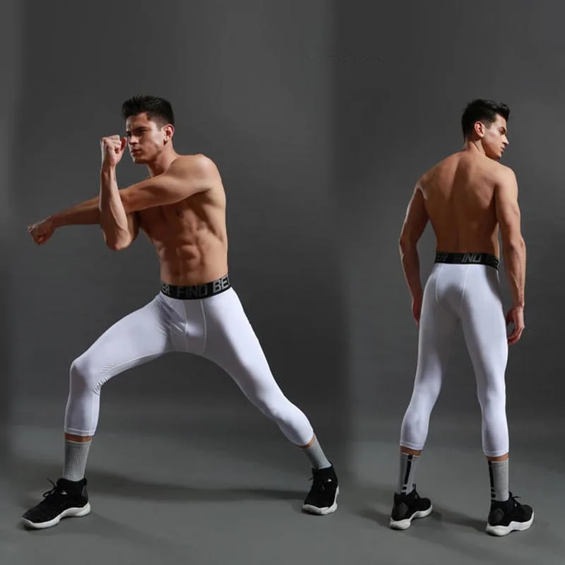 Sports Fitness Pants Men Gym Shorts Workout Tights Running Training Bottoming clothes Compression Leggings Basketball Sportswear 4