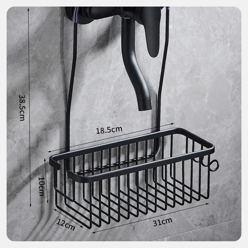 Bathroom Shelf Aluminium Faucet Hanger Without Drilling Shower Shampoo Holder Bath Storage Organizer Bathroom Accessories 6