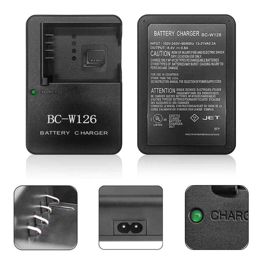 BC-W126 Battery Charger For FUJIFILM NP-W126S FinePix HS30 HS33 HS50 HS35 X-T10 X-T200 X-100V X-A1 X-A20 Camera BCW126 battery charger