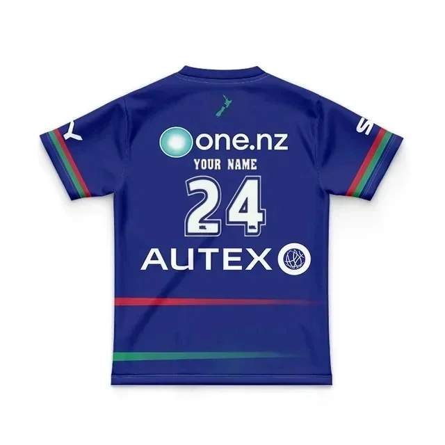thumbnail image 1 of Camiseta de rugby de local/visitante/entrenamiento para niños de New Zealand Warriors 2024 - Talla para hombre: 16-26 (nombre y número impresos) Calidad superior, 1 of 5